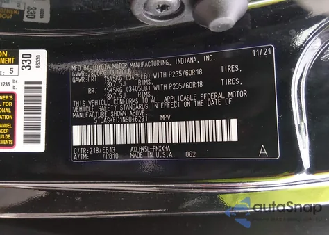 2022 Toyota Sienna Xle Woodland Edition z USA, uszkodzony, nr VIN 5TDASKFC1NS046291